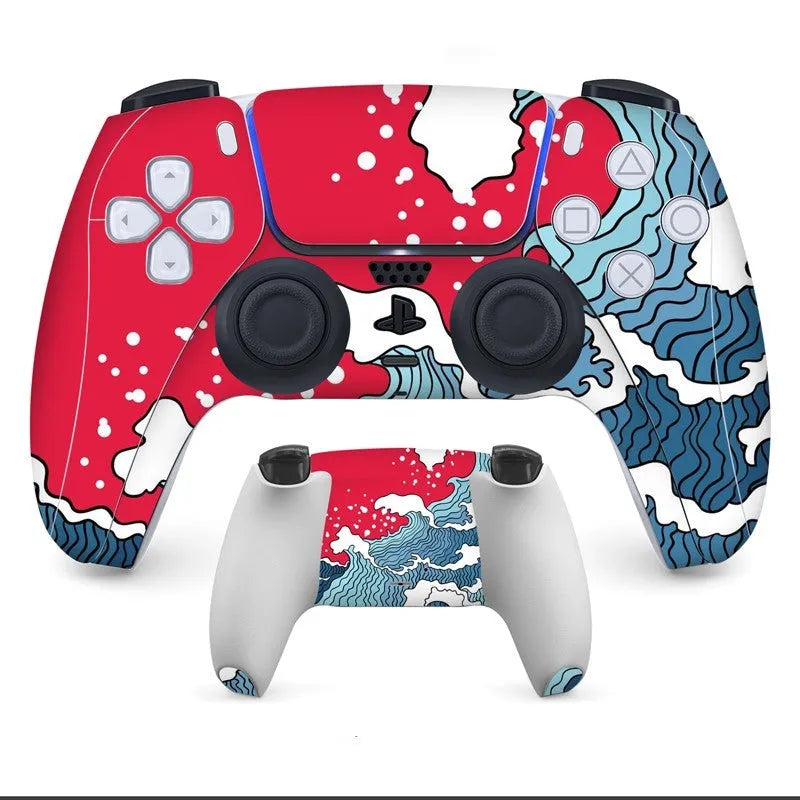PS5 controller protective stickers with micro-frosted PVC material covering front and back surfaces