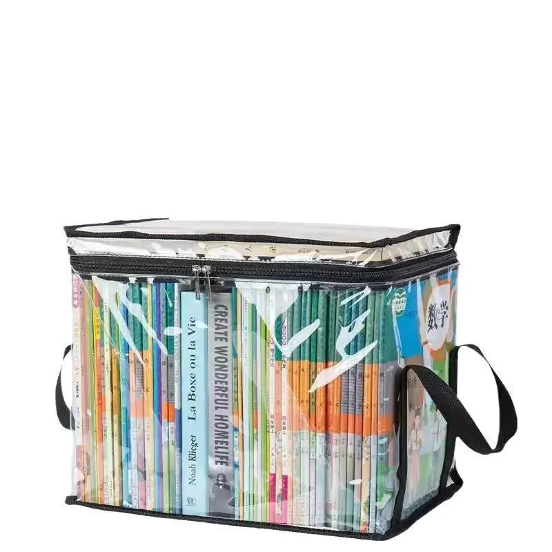 Large foldable PVC water buggy bag with transparent panels showing storage capacity for magazines and stationery