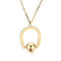 Stainless steel bead chain necklace with geometric cross pendant in gold or silver electroplated finish