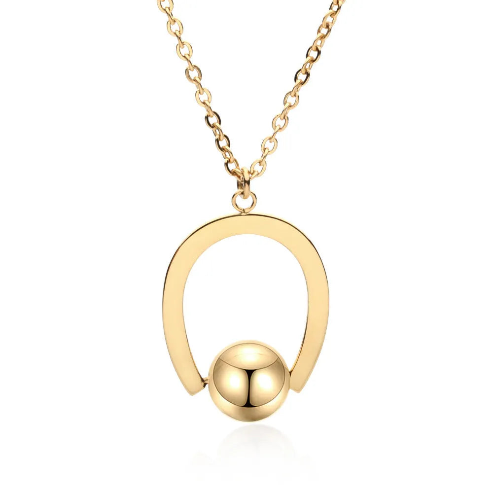 Stainless steel bead chain necklace with geometric cross pendant in gold or silver electroplated finish