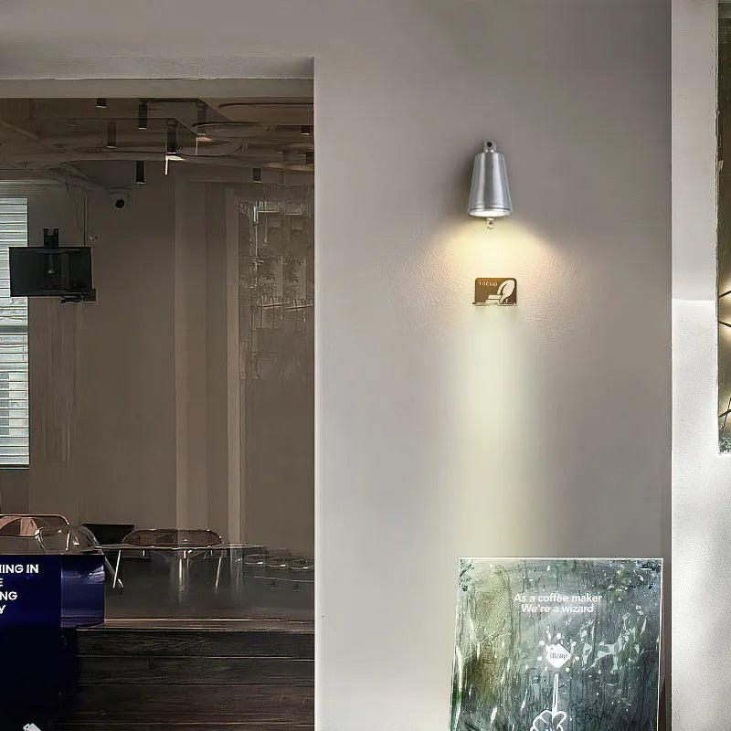 Industrial style cast aluminium horseshoe shaped wall lamp with compact 75mm dimensions