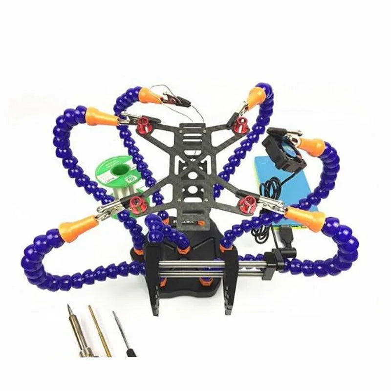 Six-jaw aluminium alloy welding station with seven adjustable arms for model repair soldering