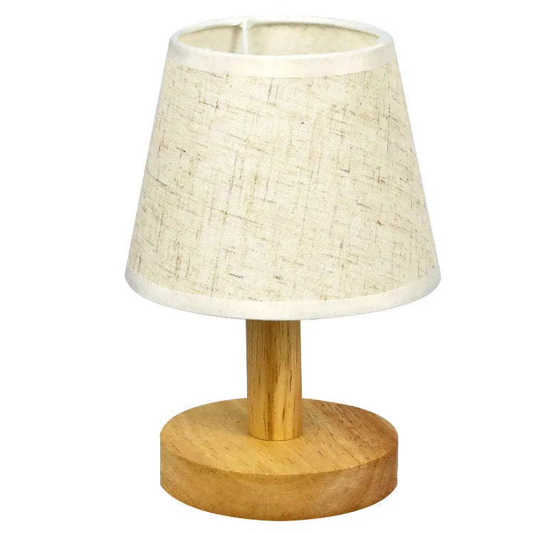 Vintage Korean style pleated table lamp with jute and linen shade and bamboo base.