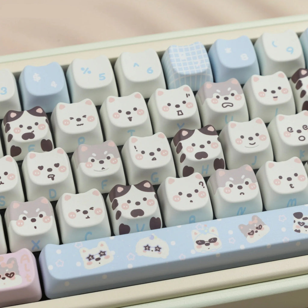 Cute Puppy design full set of 26 colourful PBT key caps for mechanical keyboards