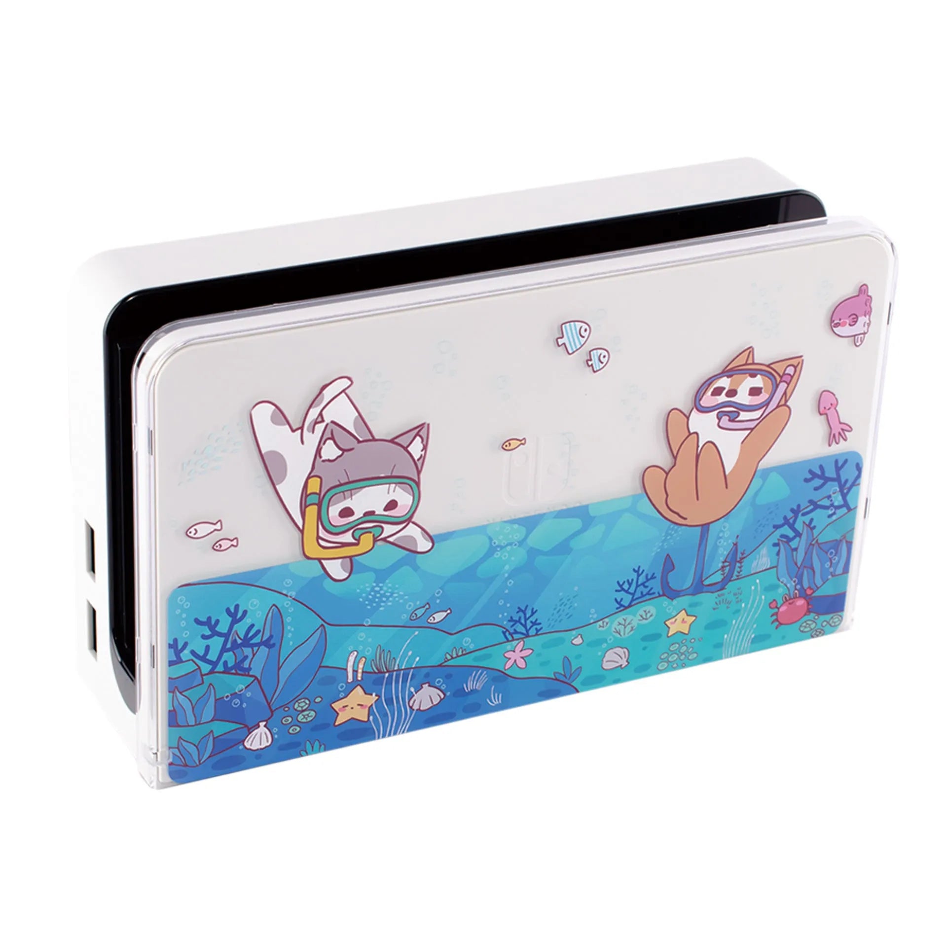 Pawdiary seabed exploration themed protective case for Nintendo Switch and Switch OLED consoles.
