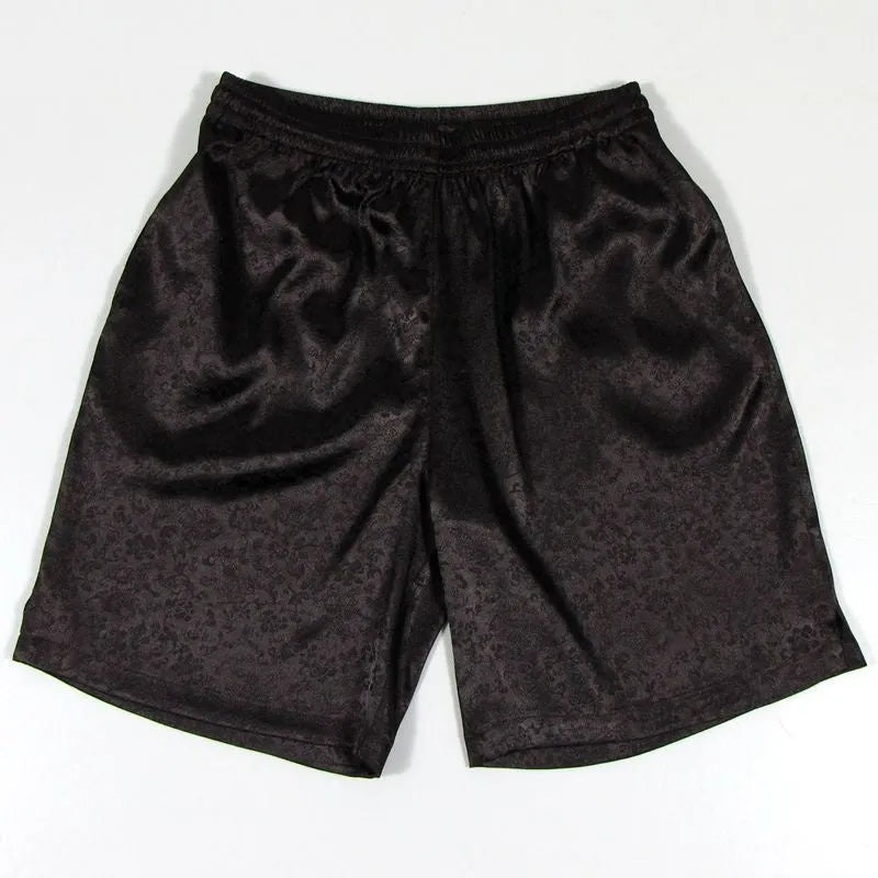 Men's black Tang Suit shorts with an elastic drawstring waistband, shown flat.