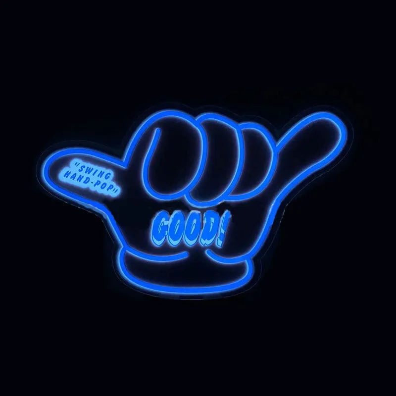 Self-adhesive luminous wall stickers with driver kit showing multiple colour options and text designs on window
