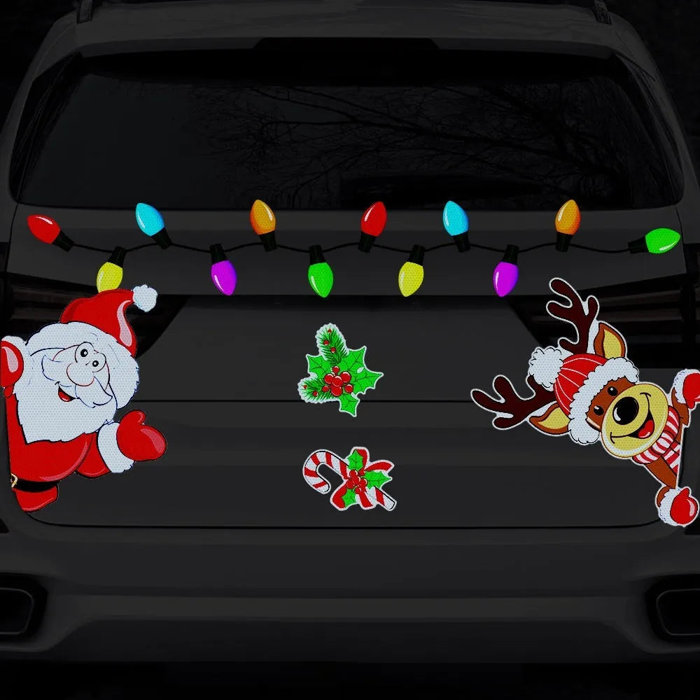 Christmas cartoon elk design reflective magnetic sticker in medium size