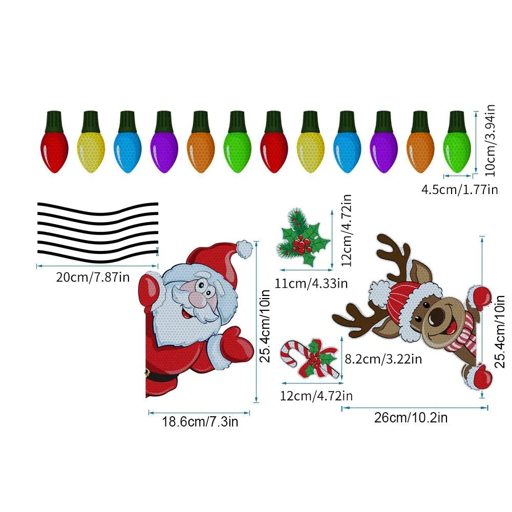 Christmas cartoon elk design reflective magnetic sticker in medium size