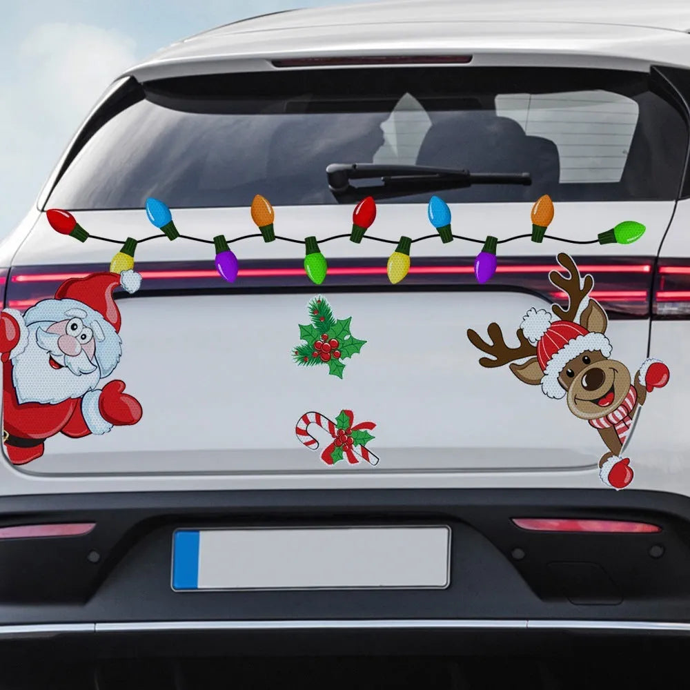 Christmas cartoon elk design reflective magnetic sticker in medium size