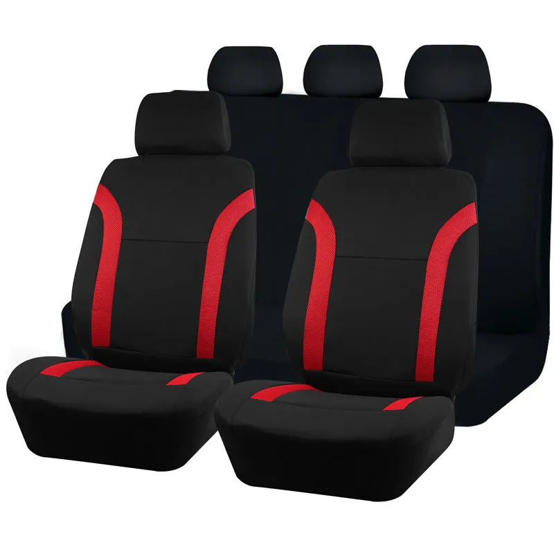 Polyester car seat cover set with sponge packing in blue, red, black or grey