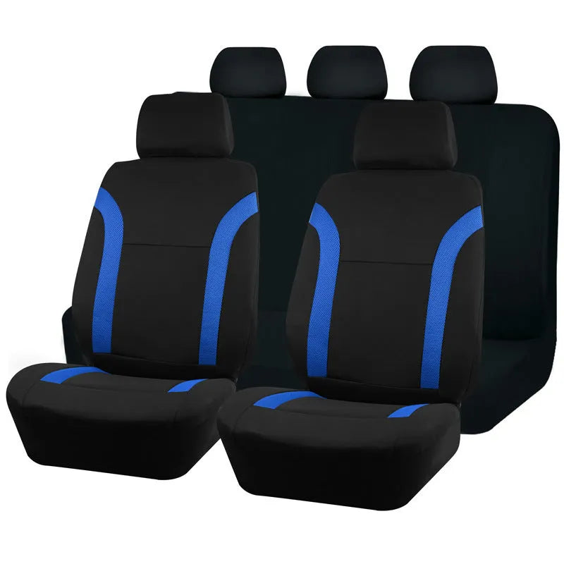 Polyester car seat cover set with sponge packing in blue, red, black or grey