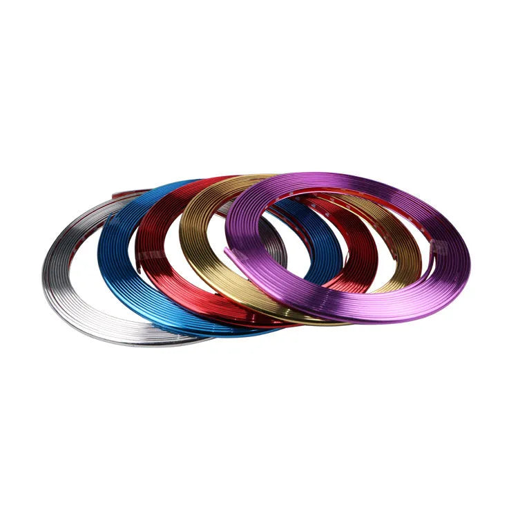 Electroplated purple PVC wheel hub trim roll measuring 8 metres for vehicle decoration
