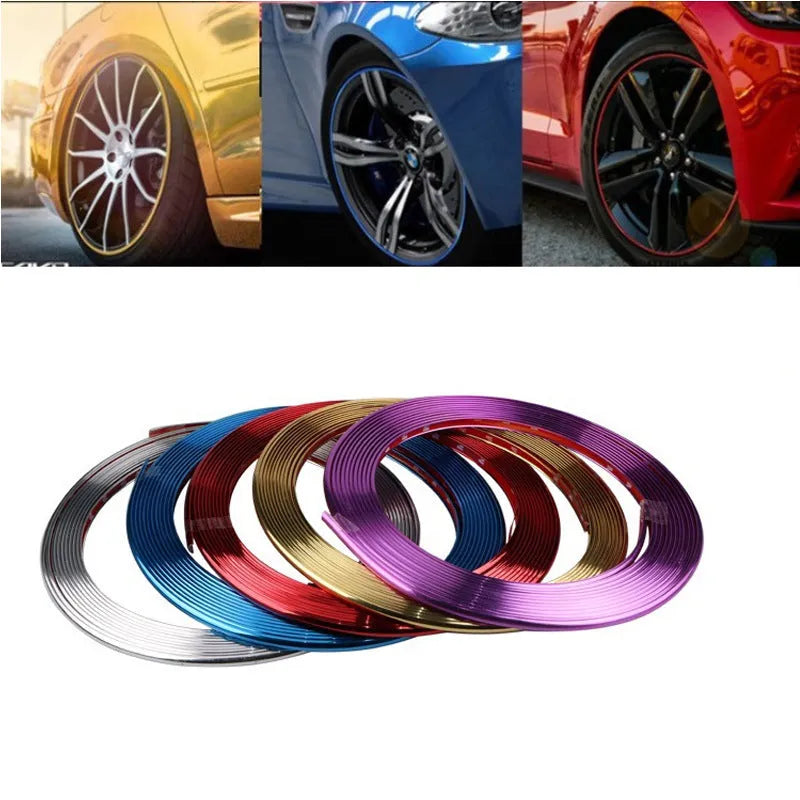 Electroplated purple PVC wheel hub trim roll measuring 8 metres for vehicle decoration