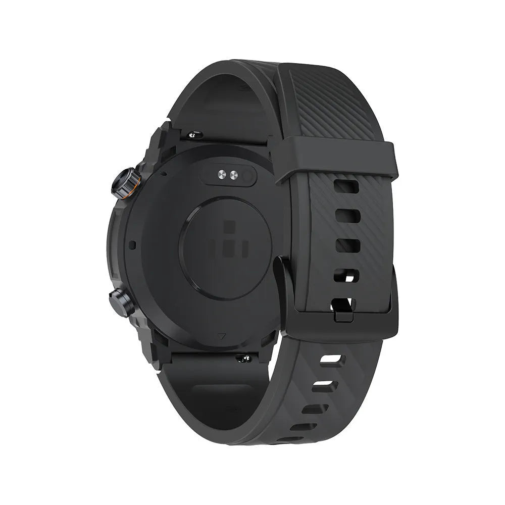 MG02 smart watch in black, khaki, or silver orange colours showing TFT touch screen and strap.
