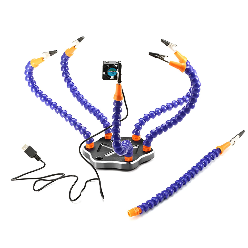 Six-jaw aluminium alloy welding station with seven adjustable arms for model repair soldering