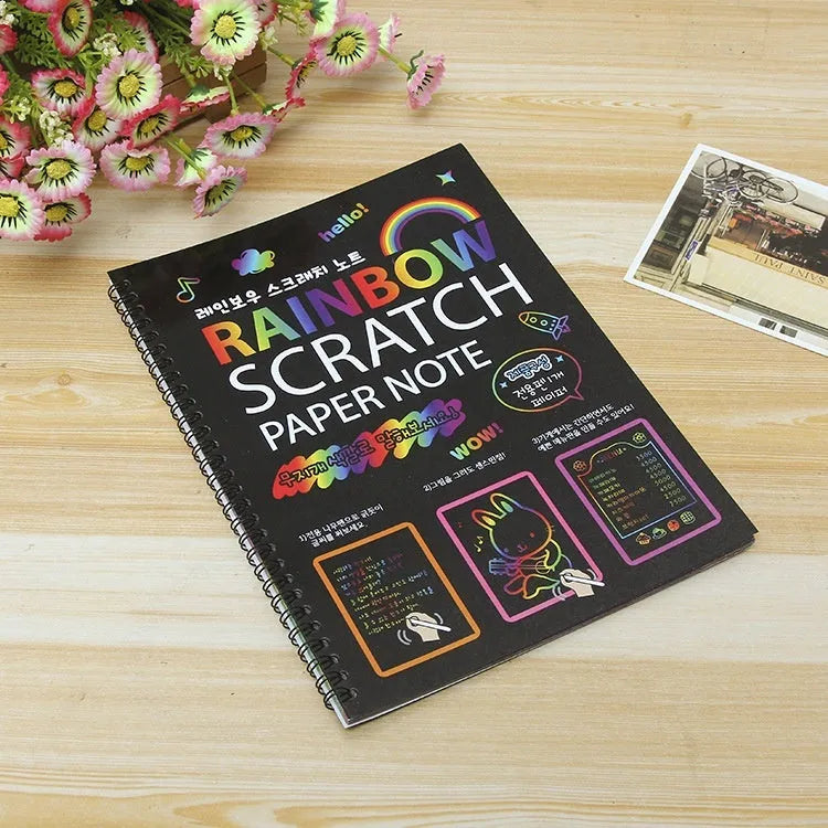 Large format children's scratch art paper with colourful patterns for DIY scraping painting