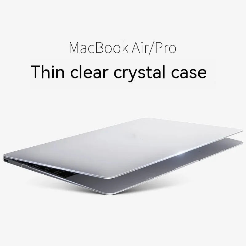 MacBook protective case in crystal transparent, black, frosted and matte finishes for Air and Pro models
