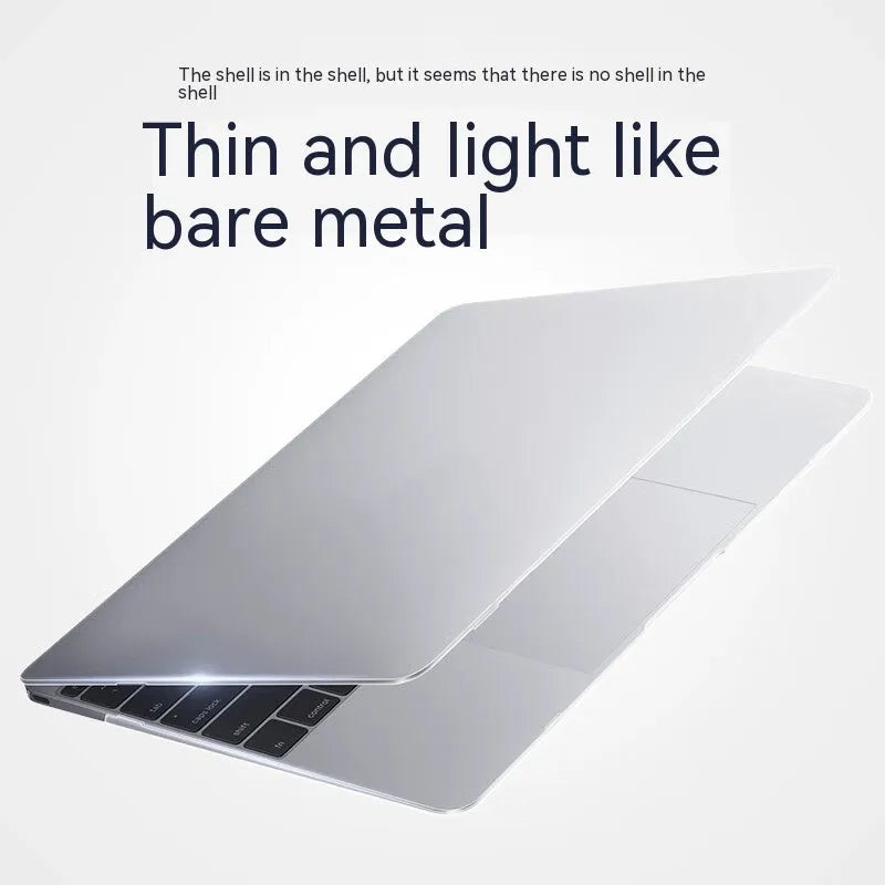 MacBook protective case in crystal transparent, black, frosted and matte finishes for Air and Pro models