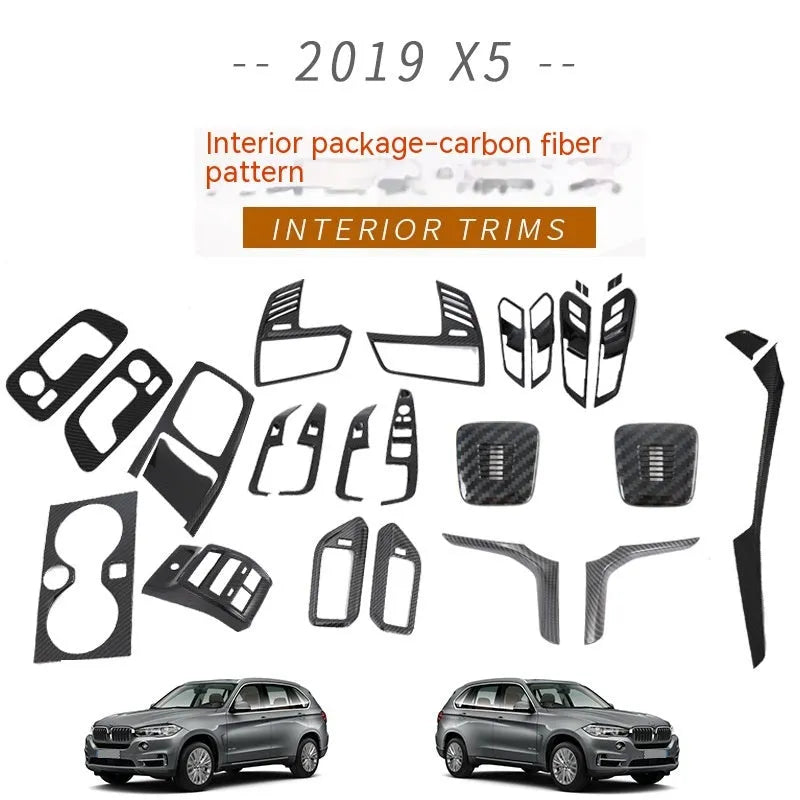 Black ABS air vent trim panel for 2019 BMW X5 front row cup holder area