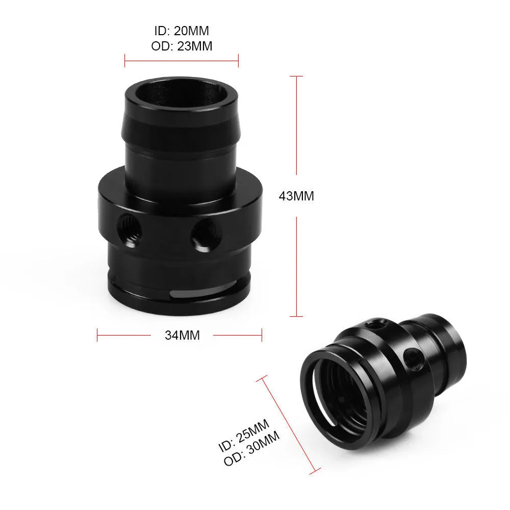 Black and titanium vacuum adapter tee fitting for second generation engine vacuum systems