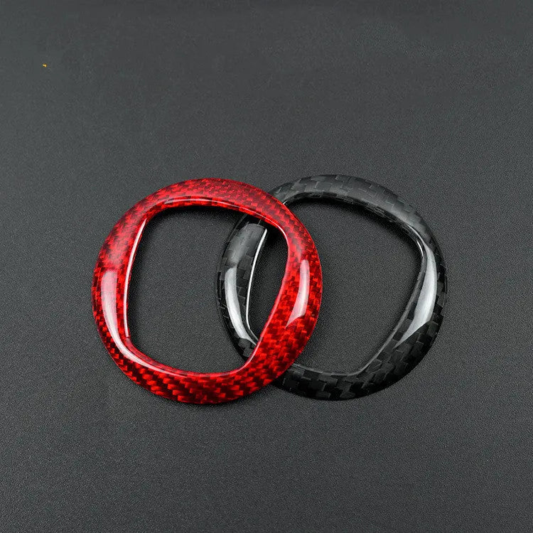 Real carbon fibre steering wheel decorative trim sticker for 280mm car steering wheels in black and red colours