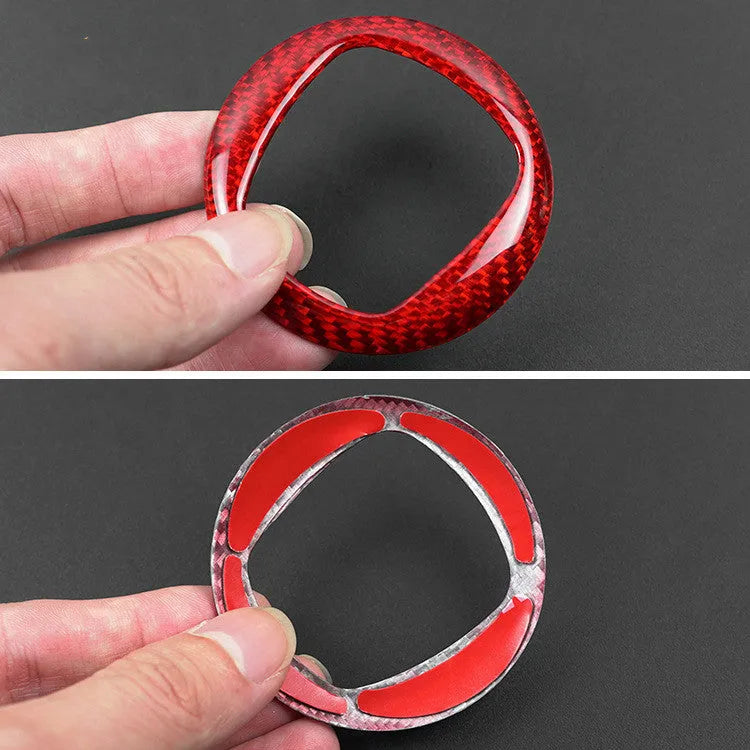 Real carbon fibre steering wheel decorative trim sticker for 280mm car steering wheels in black and red colours