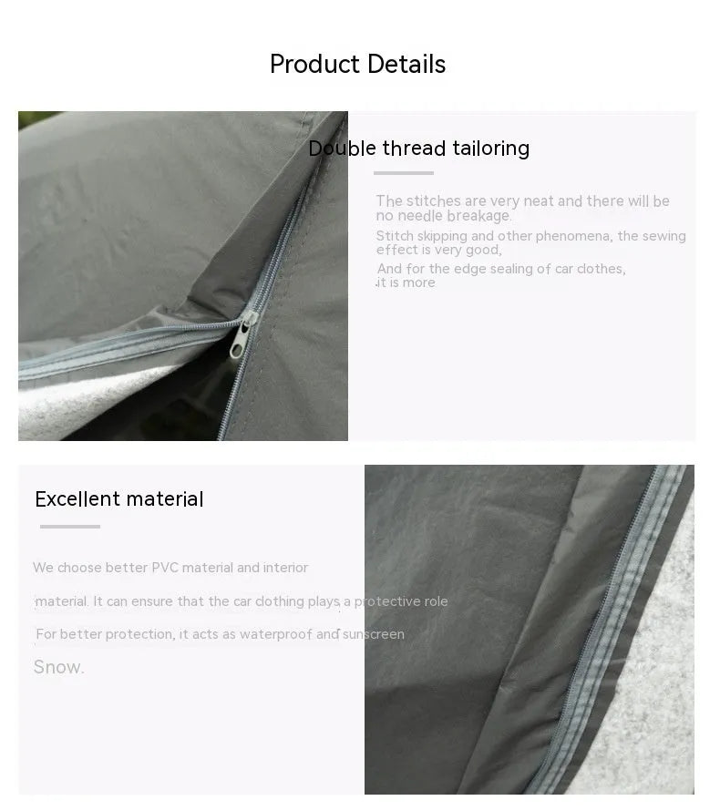 Grey PVC chemical fibre car cover showing rainproof sun protection design for Volkswagen vehicles