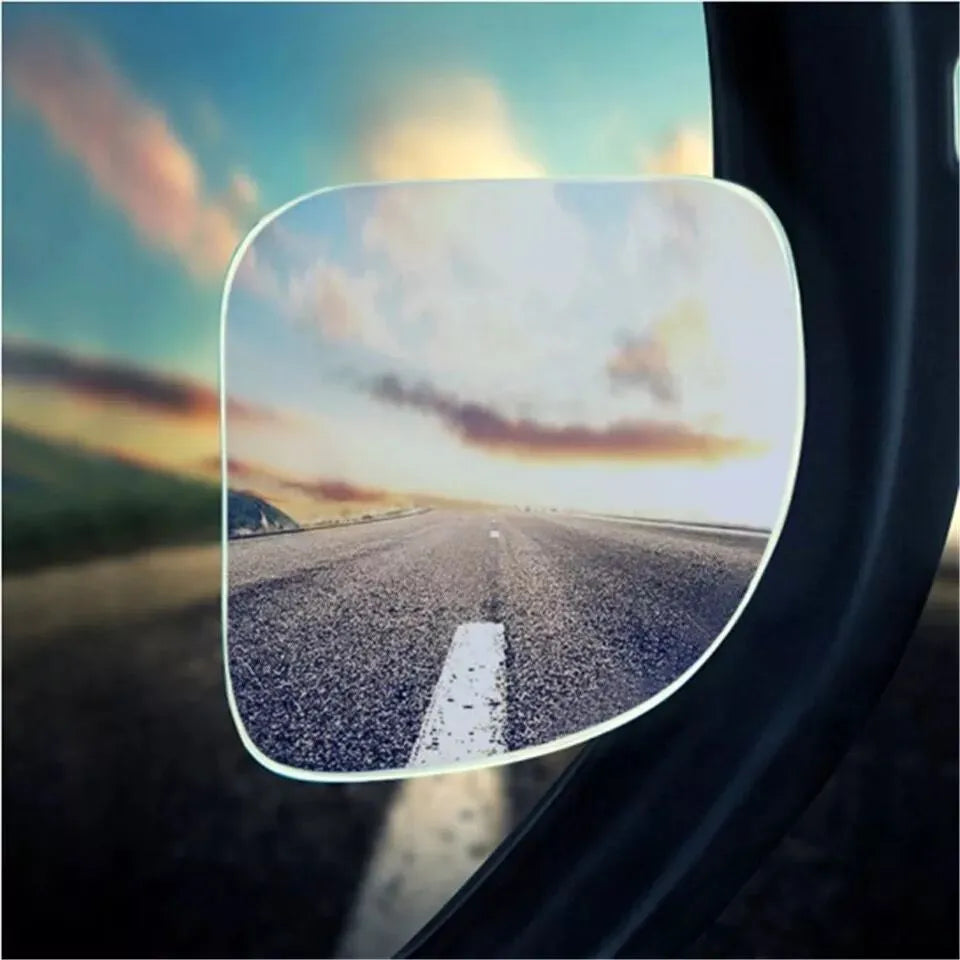 White circular car rearview mirror with 360-degree adjustment for blind spot coverage