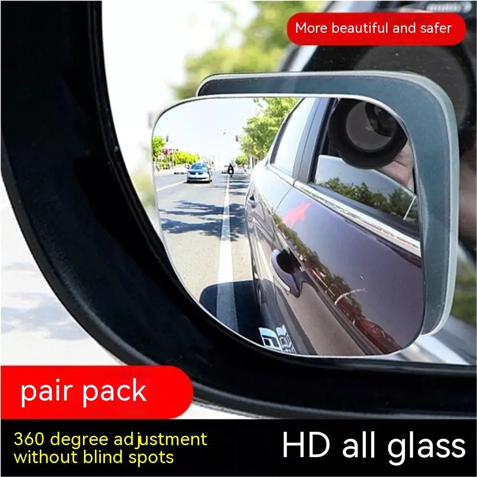 White circular car rearview mirror with 360-degree adjustment for blind spot coverage