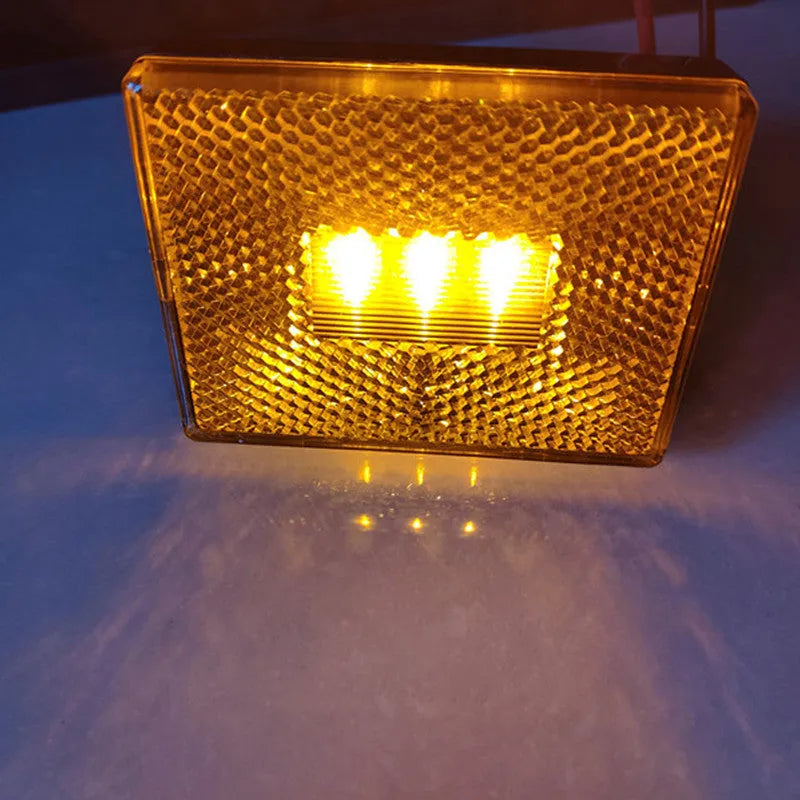 LED trailer side light and clearance lamp with transparent polycarbonate cover and 19cm wiring