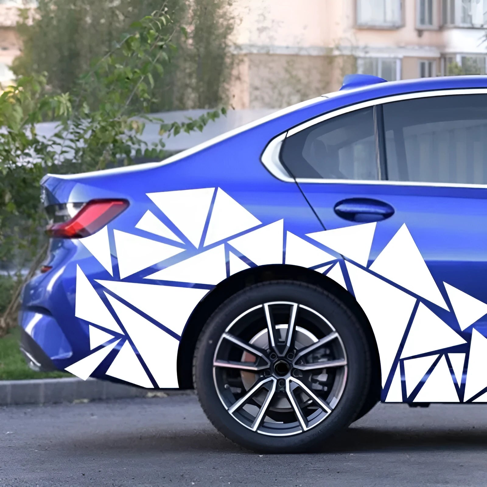 Large black geometric-pattern car sticker sheet for vehicle waistline modification