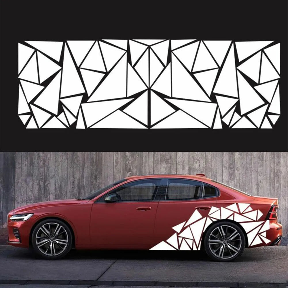 Large black geometric-pattern car sticker sheet for vehicle waistline modification