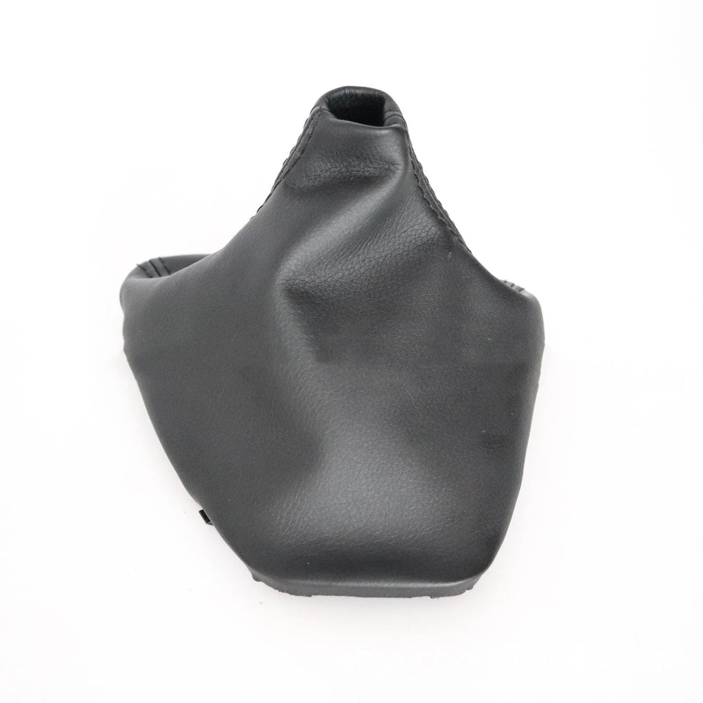 Black PU leather gear lever dust cover for BMW 3 Series interior console.