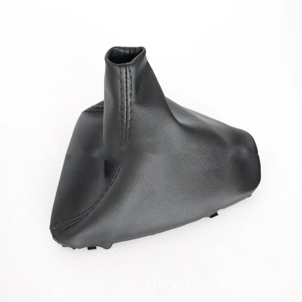 Black PU leather gear lever dust cover for BMW 3 Series interior console.