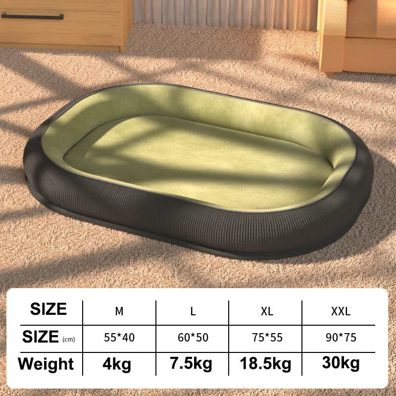 Corduroy dog kennel with fleece lining in grey, suitable for large and medium dogs, washable cover