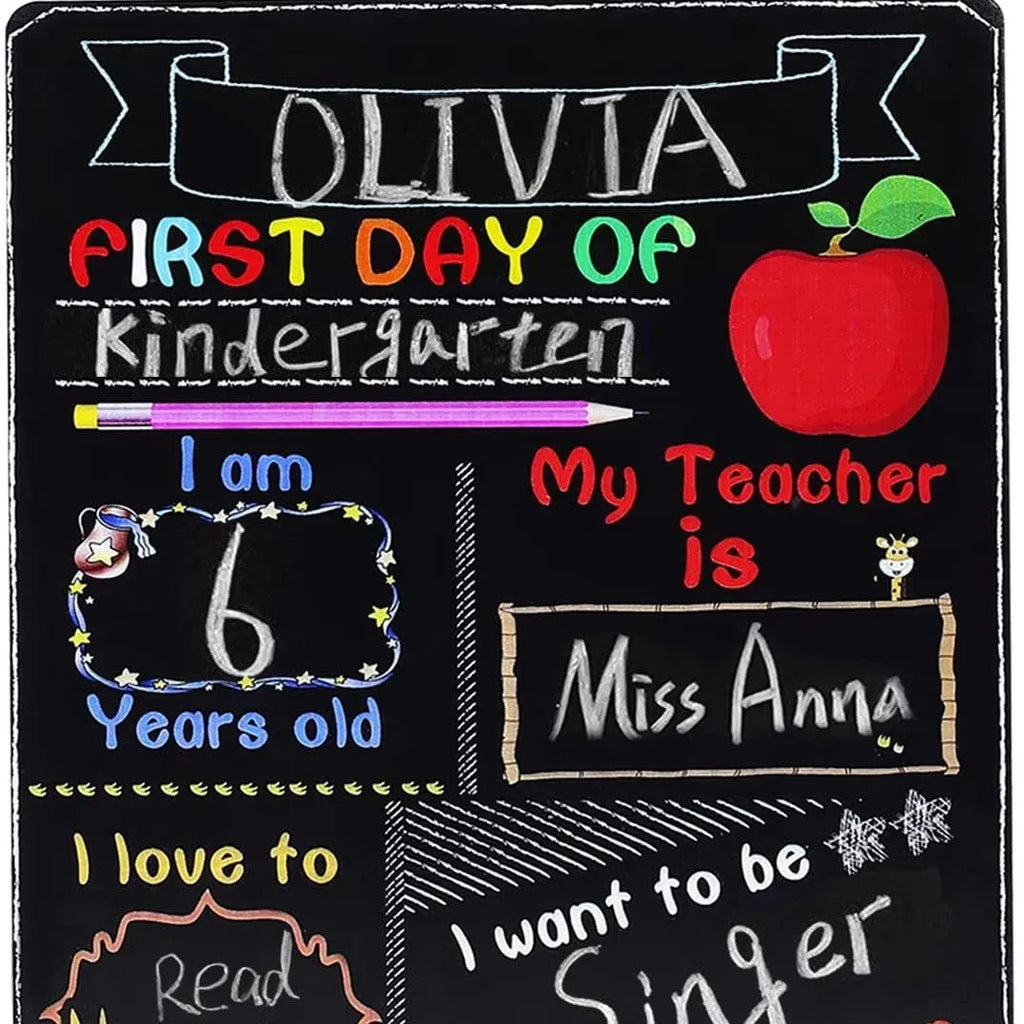 Wooden first day of school blackboard craftwork ornament with modern simple style