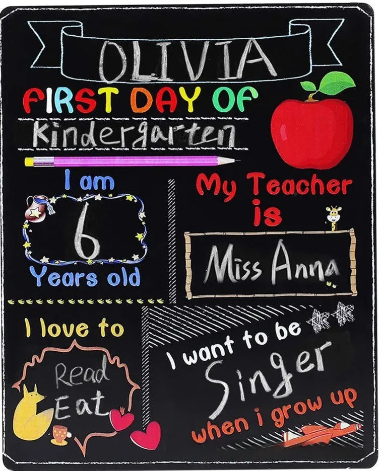 Wooden first day of school blackboard craftwork ornament with modern simple style