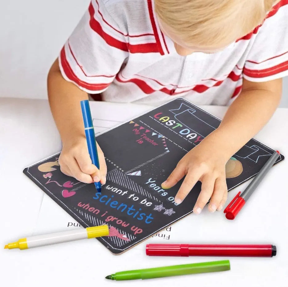 Wooden first day of school blackboard craftwork ornament with modern simple style