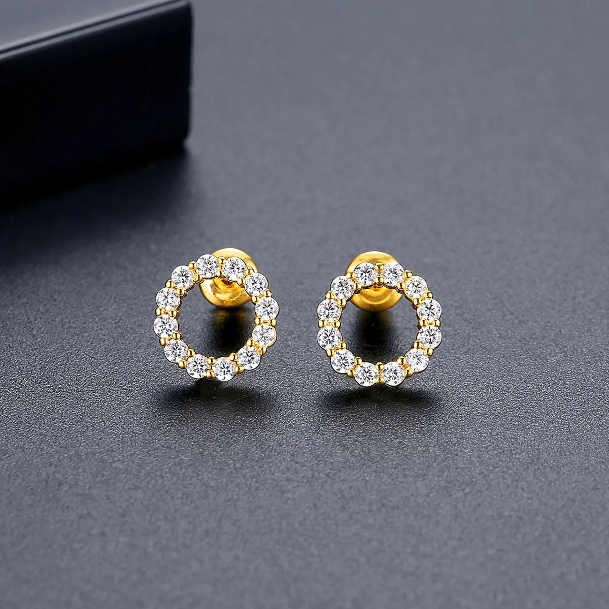 Ring Super Copper Micro Zircon stud earrings for women geometric shape fashion OL style