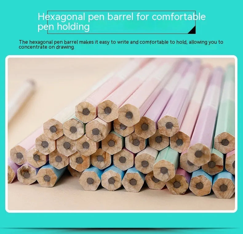 Basswood thermal transfer pencil with six-angle rod design in 50-piece bulk pack barrel