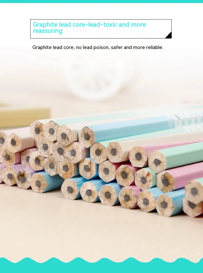 Basswood thermal transfer pencil with six-angle rod design in 50-piece bulk pack barrel