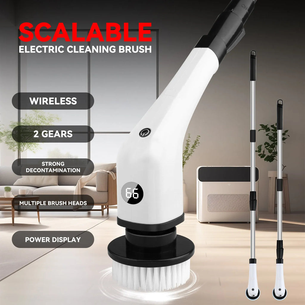 7-in-1 electric cleaning brush with nylon head and PP handle in black colour