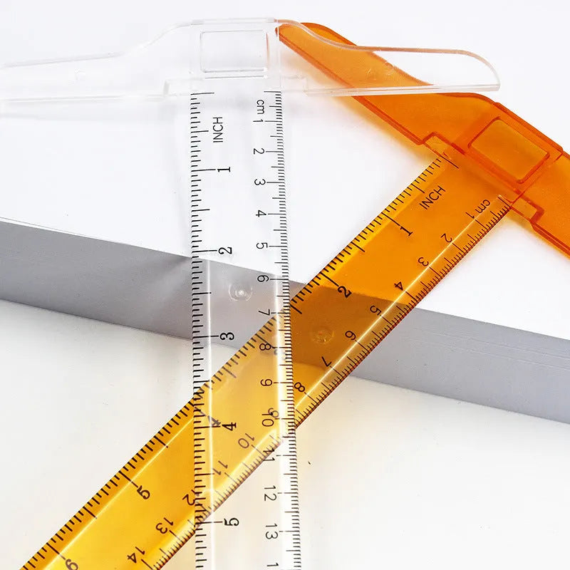 Plastic T-square ruler 30cm length in transparent or orange colour for technical drawing