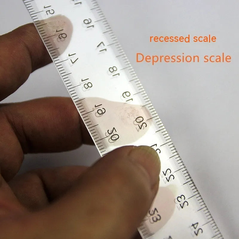 Plastic T-square ruler 30cm length in transparent or orange colour for technical drawing