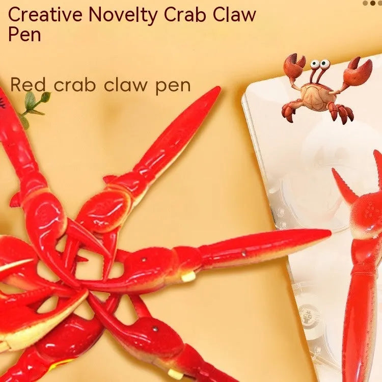 Ballpoint pen with pressable crab-shaped metal clip