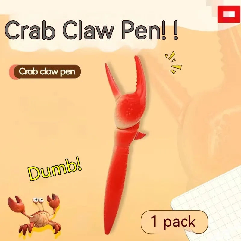 Ballpoint pen with pressable crab-shaped metal clip