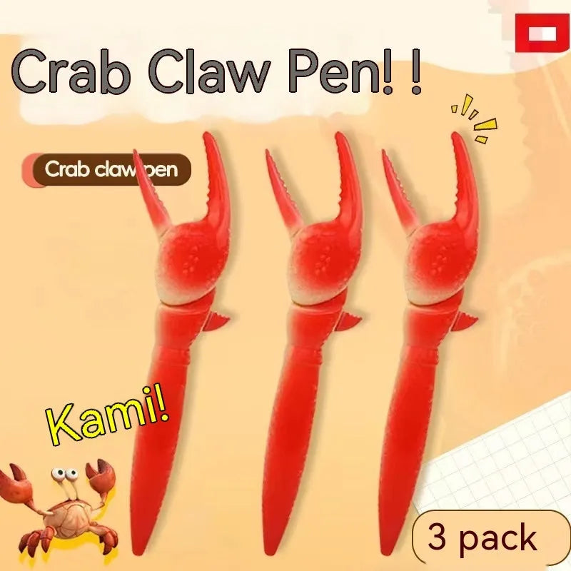 Ballpoint pen with pressable crab-shaped metal clip