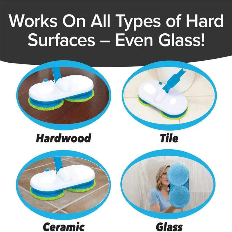 Wireless handheld electric floor cleaning mop with USB charging port and multiple pad attachments