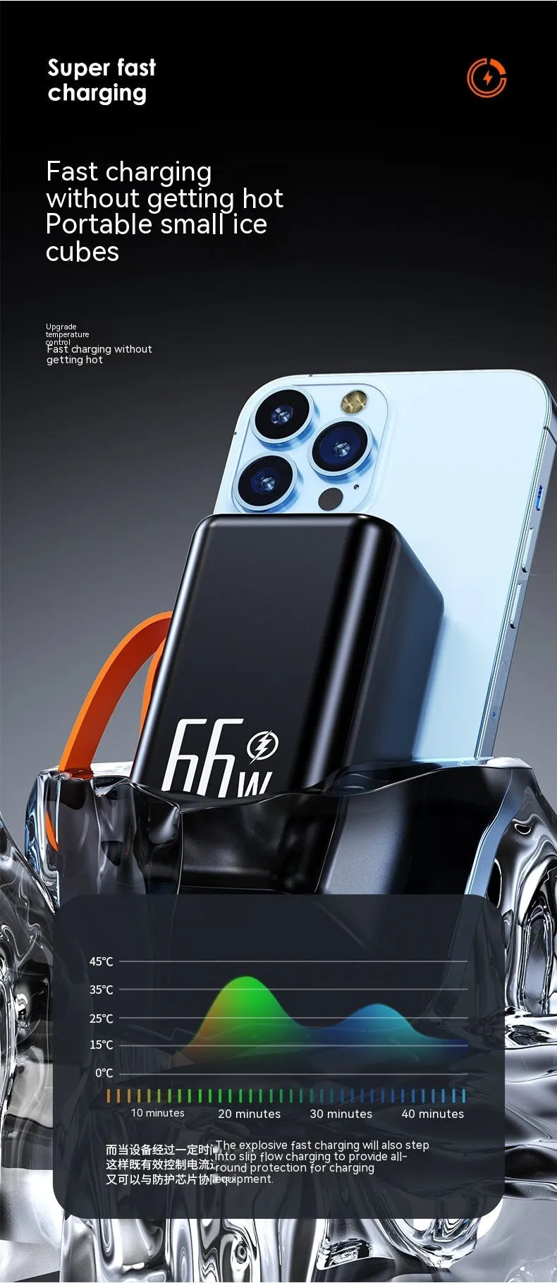 Black and white PD66W fast charge 20000 mAh portable power bank with creative design
